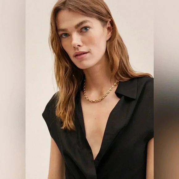 Mango Linen Blend Dress in Black NWT - Picture 4 of 11